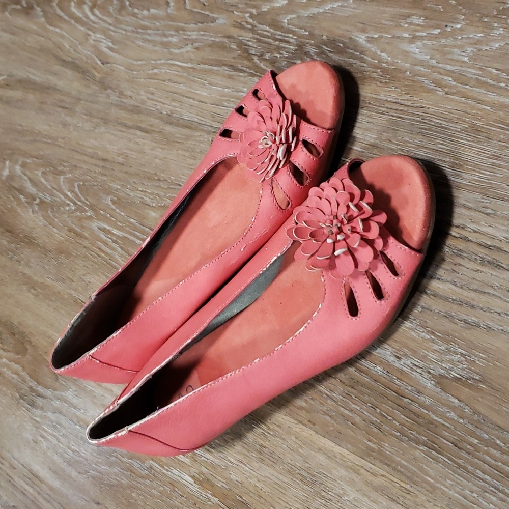 (11M) A2 by Aerosoles Peep Toe Flats Party Flower Art Deco Fringe Casual Boho